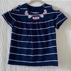 Nautica Striped Short Sleeve Floral Print Blouse